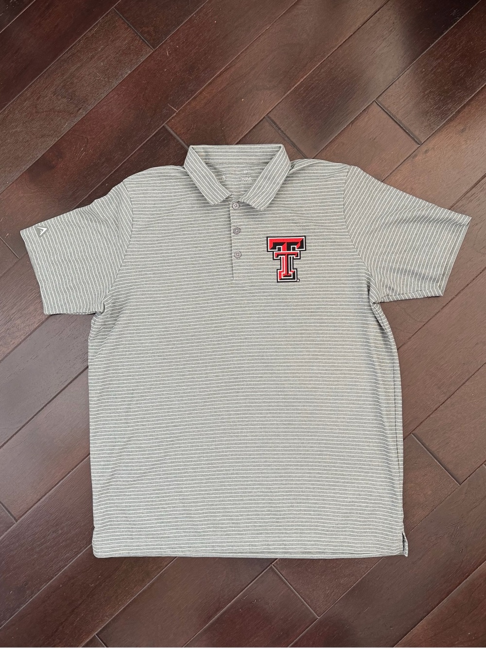 Texas Tech Antigua Striped Polo Shirt Big TT Mens XL Gray White EUC